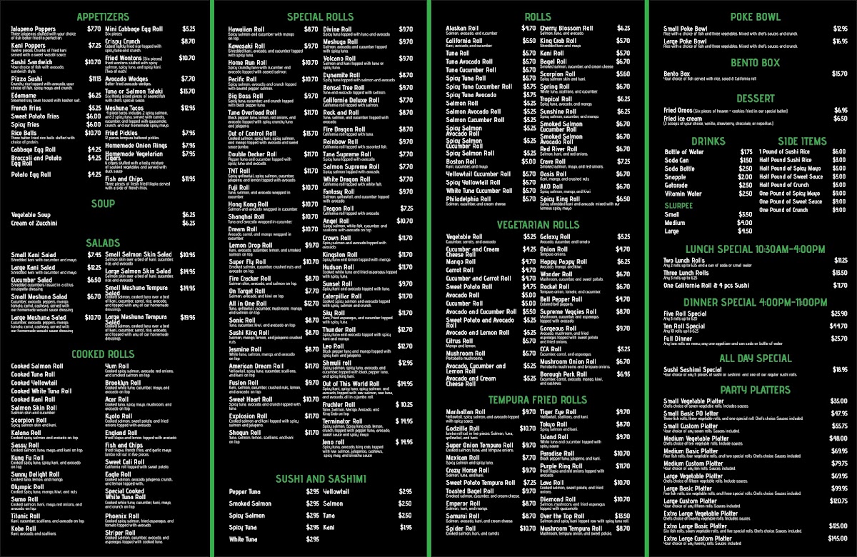 Sushi Meshuna - Borough Park Menu-1